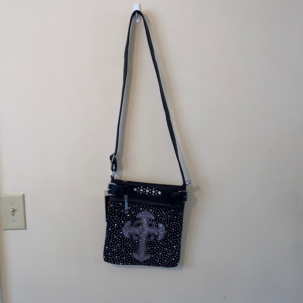 WINTER FALL VIBES NWT Black Rhinestone Crossbody Bag